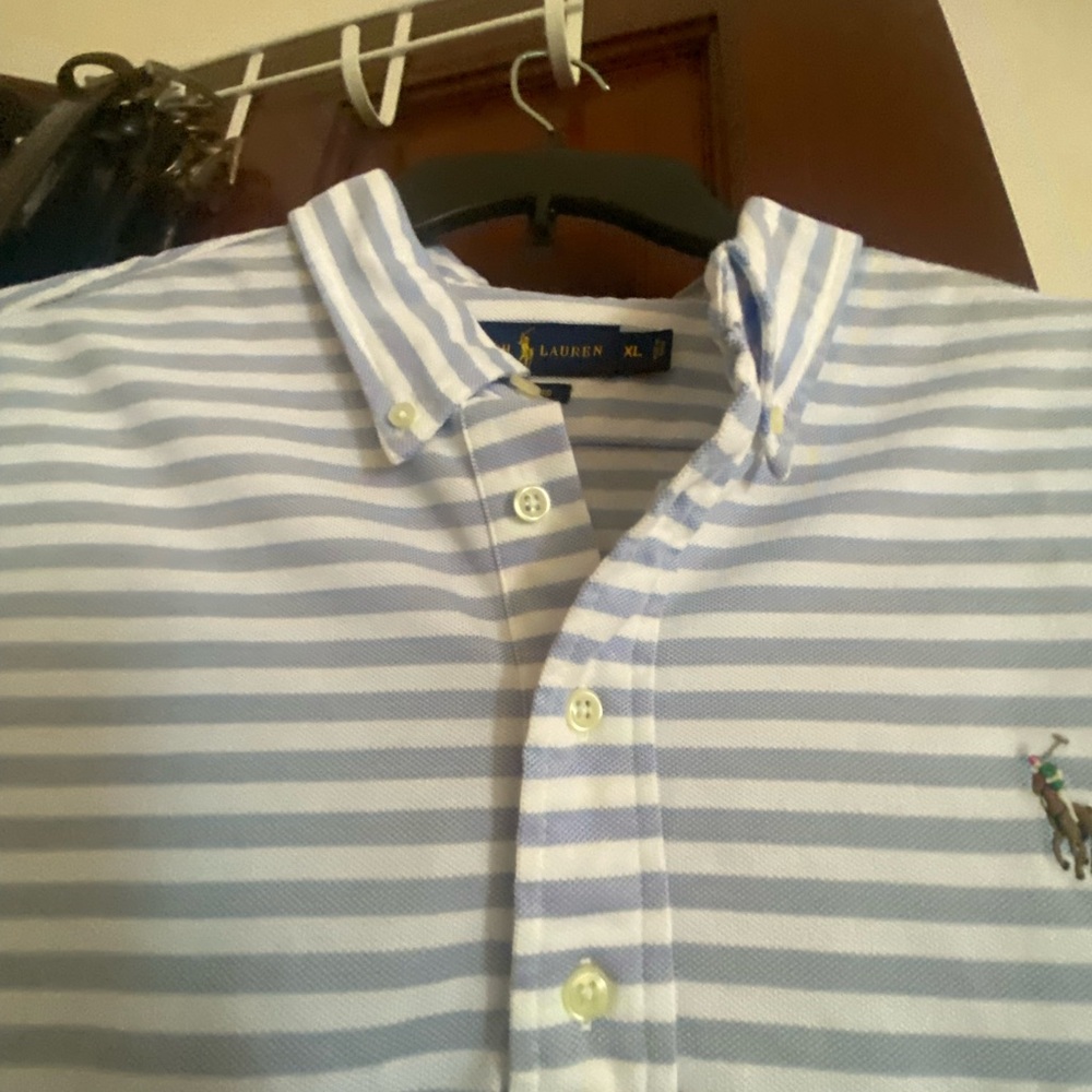 Ralph Lauren Light Blue Striped Button Down Shirt